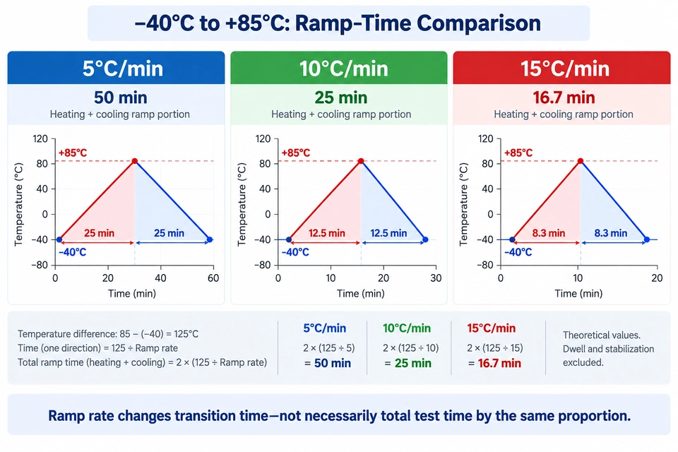 temperature ramp rate calculation 5 10 15 C per minute